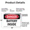 Signmission Battery Inside Danger Sign, Plastic, 18in W x 12in L, 2PK OS-2PACK-DS-P-1218-L-2078 - alternate 3